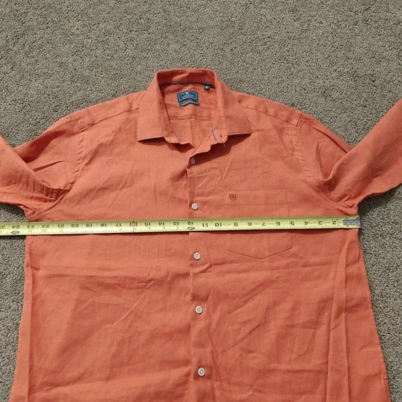 Linen Club Studio Mens Contemporary Fit Linen Cotton Blend Button Up Shirt 42cm - Picture 10 of 10
